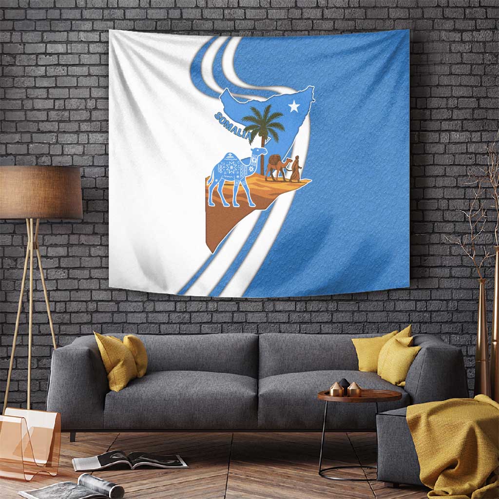 Somalia Tapestry with Camel Desert Map Palm Tree Heritage Spirit TS04