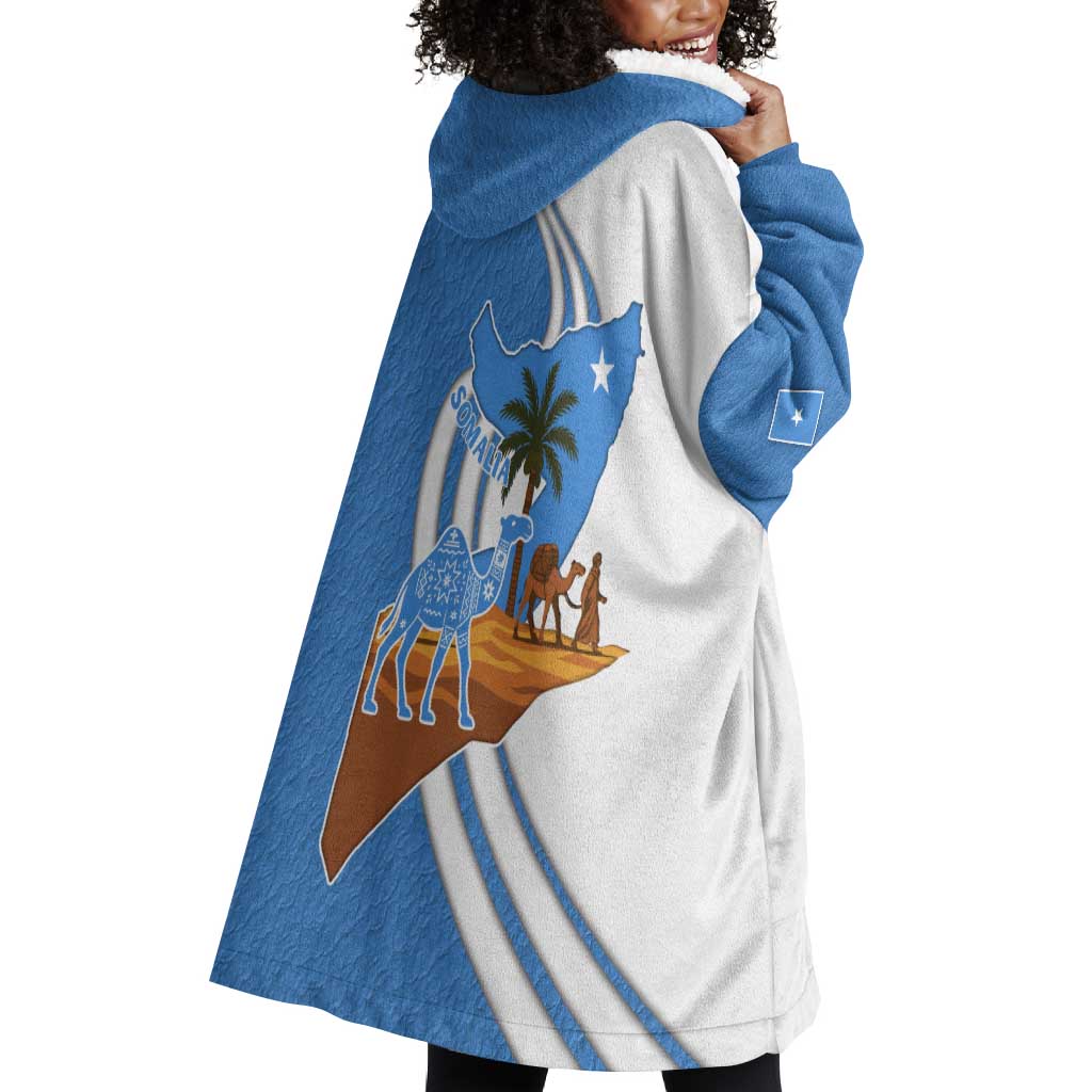 Somalia Wearable Blanket Hoodie with Camel Desert Map Palm Tree Heritage Spirit TS04