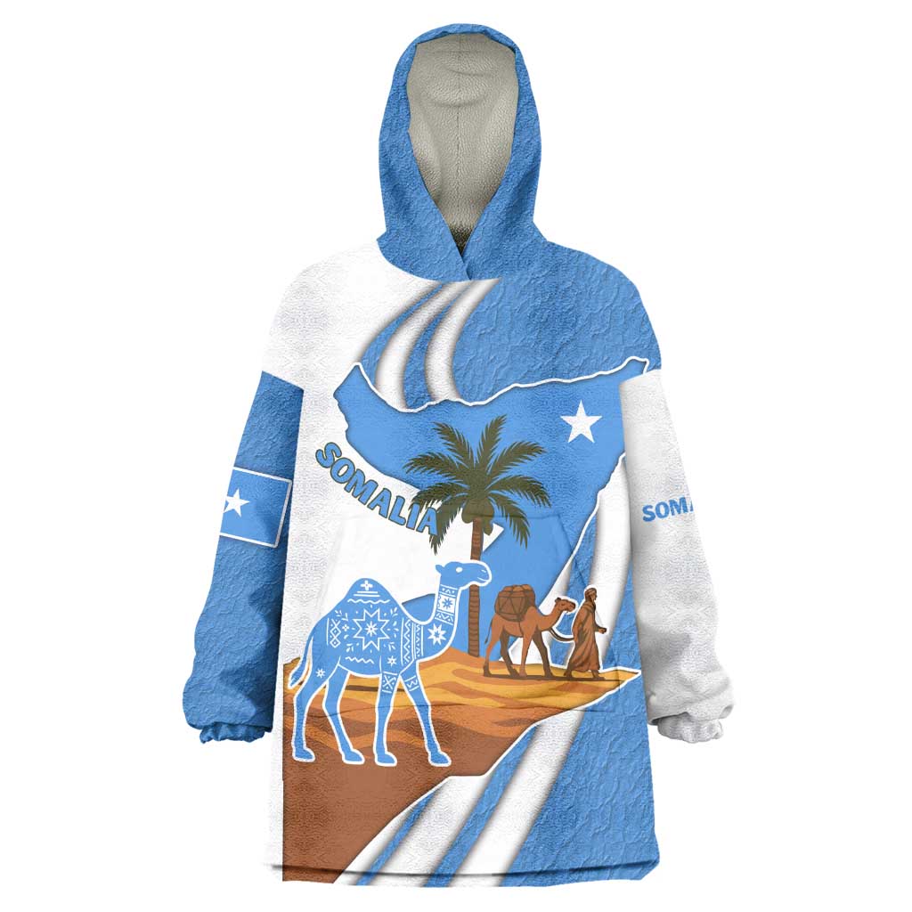 Somalia Wearable Blanket Hoodie with Camel Desert Map Palm Tree Heritage Spirit TS04