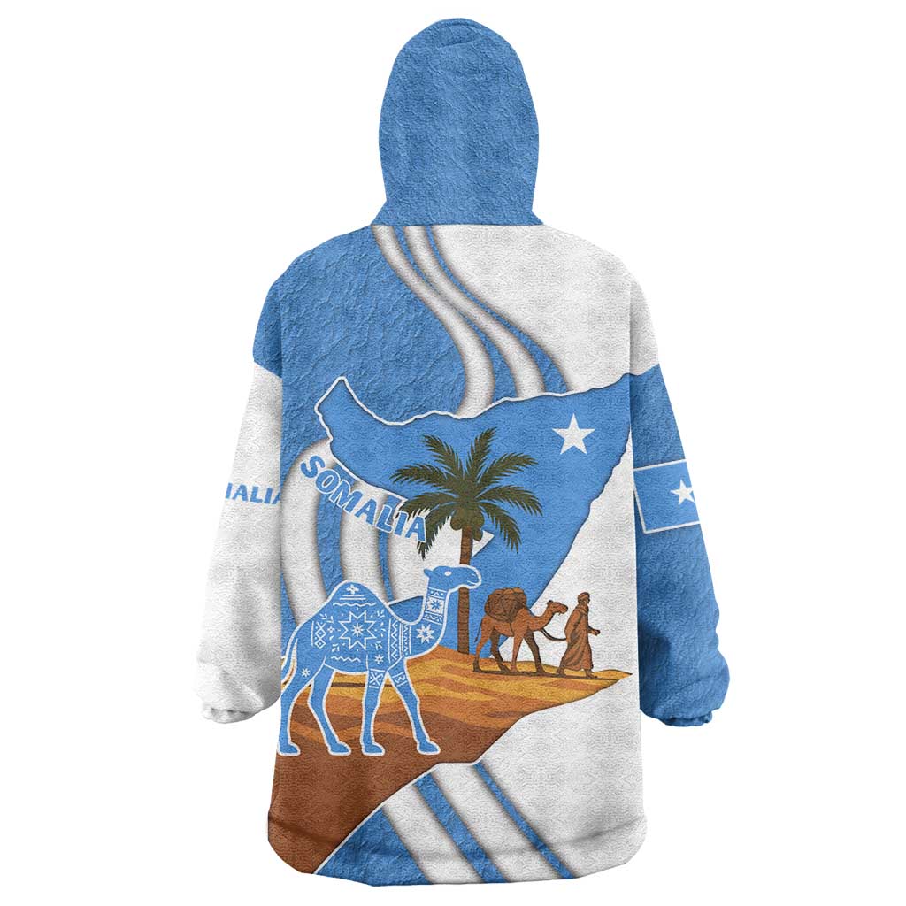 Somalia Wearable Blanket Hoodie with Camel Desert Map Palm Tree Heritage Spirit TS04