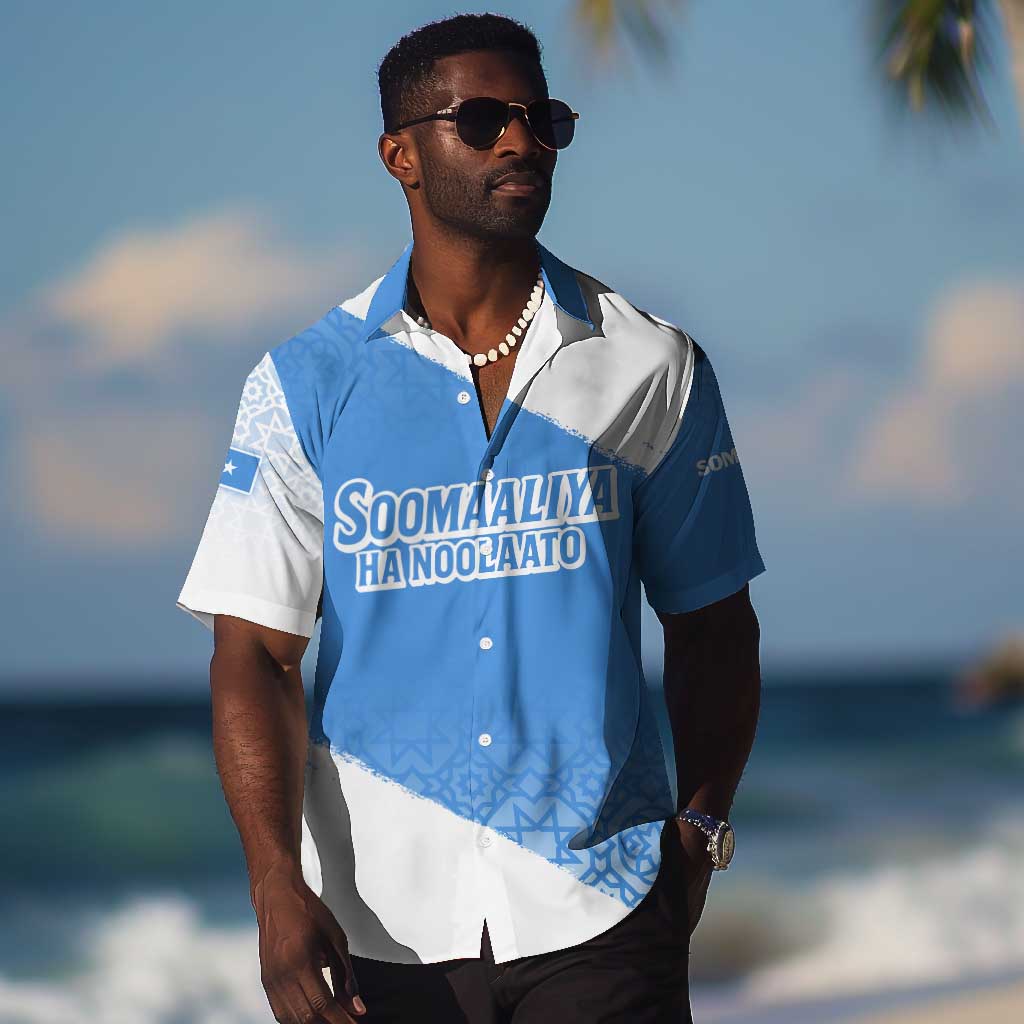 Somalia Hawaiian Shirt with Soomaaliya Ha Noolaato Nomad Moon Flag Spirit TS04