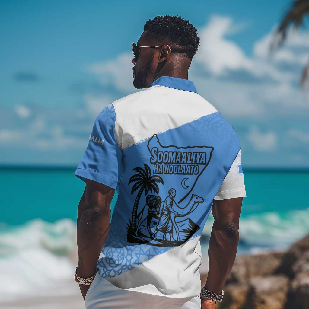 Somalia Hawaiian Shirt with Soomaaliya Ha Noolaato Nomad Moon Flag Spirit TS04