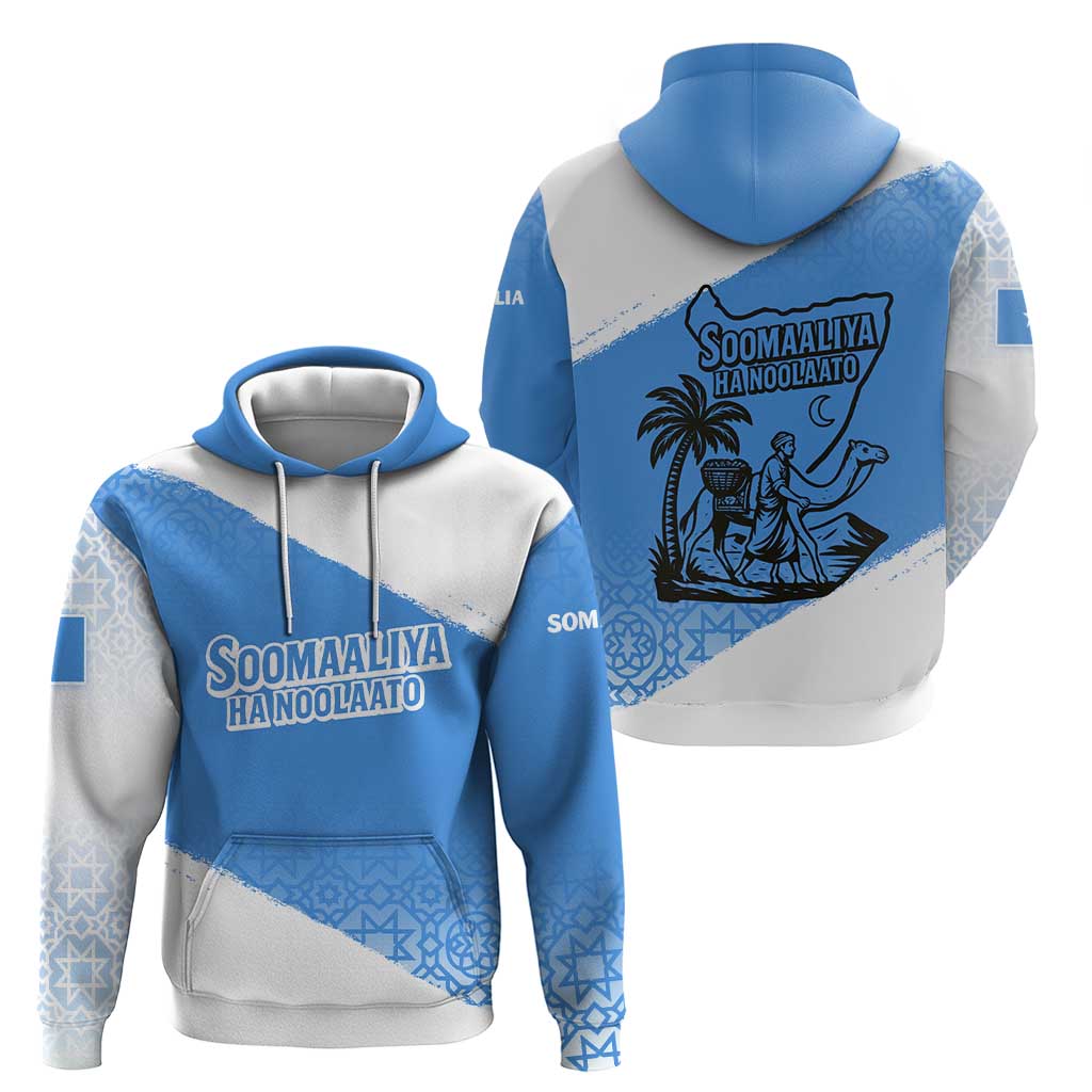 Somalia Hoodie with Soomaaliya Ha Noolaato Nomad Moon Flag Spirit TS04