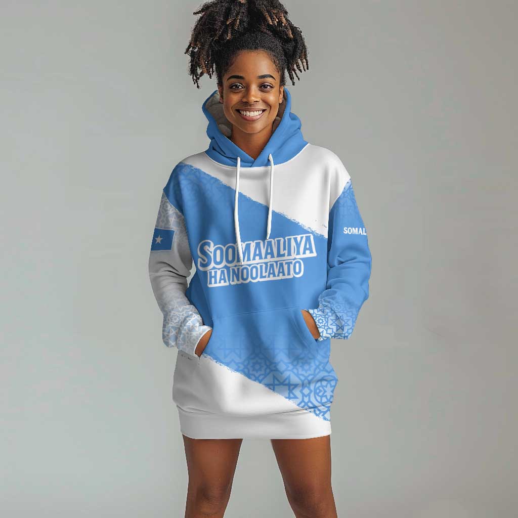 Somalia Hoodie Dress with Soomaaliya Ha Noolaato Nomad Moon Flag Spirit TS04