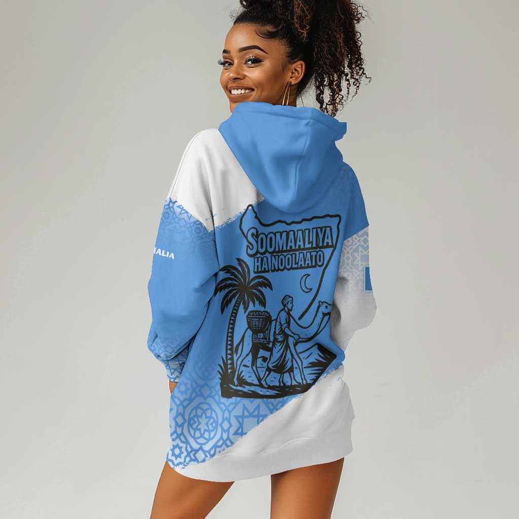 Somalia Hoodie Dress with Soomaaliya Ha Noolaato Nomad Moon Flag Spirit TS04