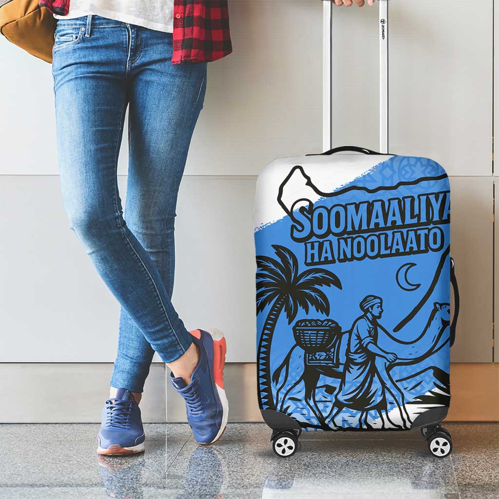 Somalia Luggage Cover with Soomaaliya Ha Noolaato Nomad Moon Flag Spirit TS04