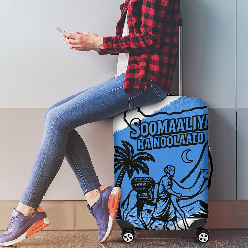 Somalia Luggage Cover with Soomaaliya Ha Noolaato Nomad Moon Flag Spirit TS04