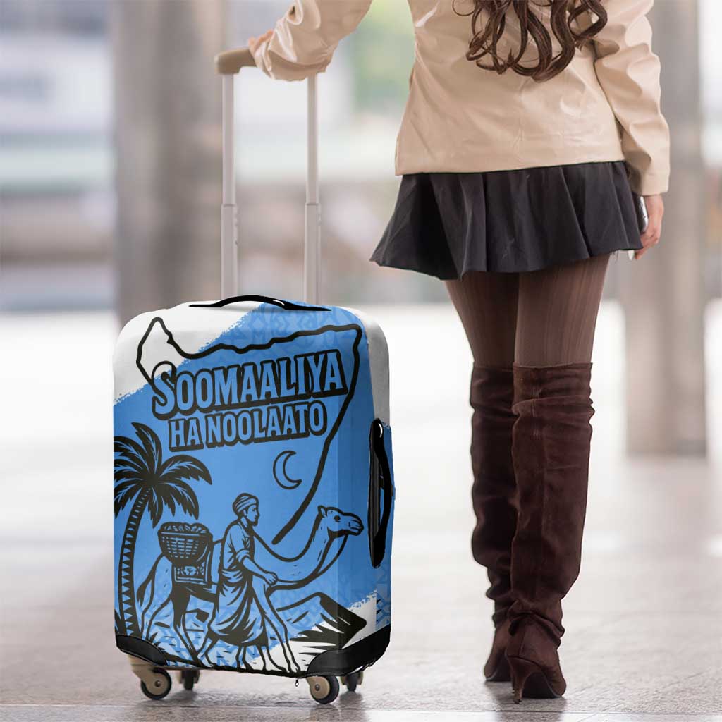 Somalia Luggage Cover with Soomaaliya Ha Noolaato Nomad Moon Flag Spirit TS04