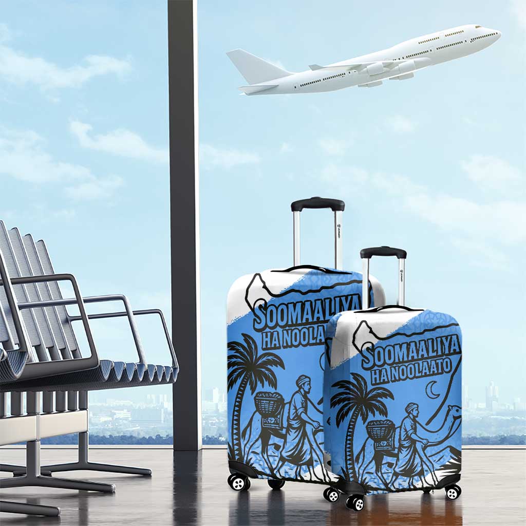 Somalia Luggage Cover with Soomaaliya Ha Noolaato Nomad Moon Flag Spirit TS04