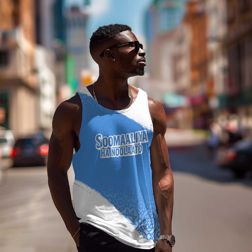 Somalia Men Tank Top with Soomaaliya Ha Noolaato Nomad Moon Flag Spirit TS04