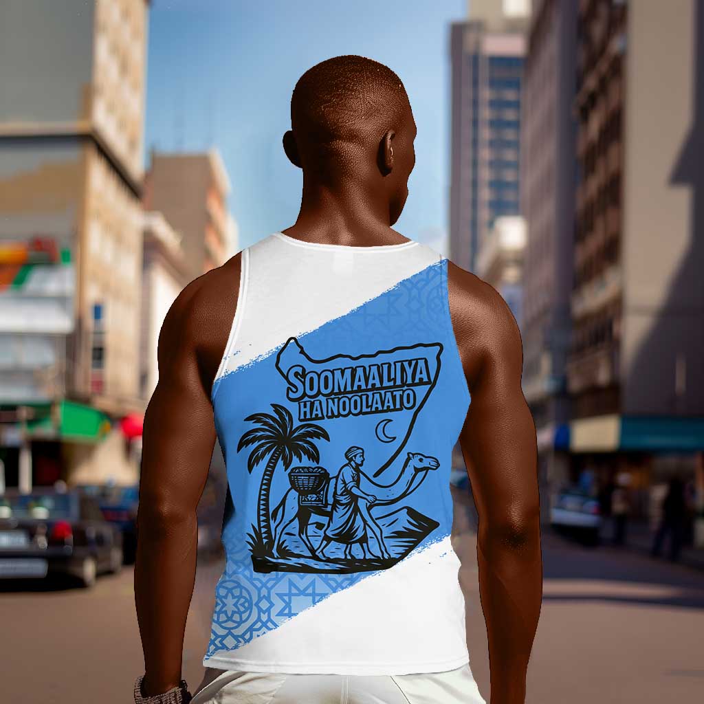 Somalia Men Tank Top with Soomaaliya Ha Noolaato Nomad Moon Flag Spirit TS04