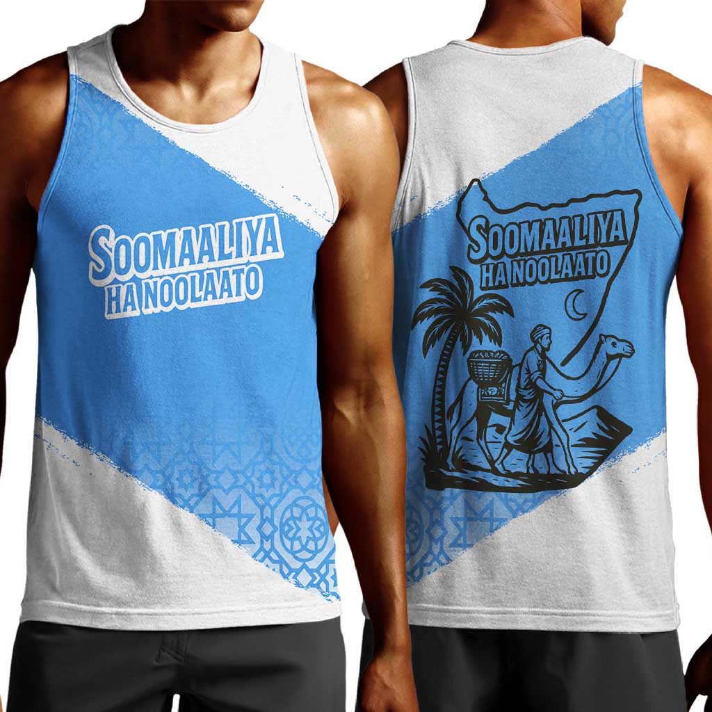 Somalia Men Tank Top with Soomaaliya Ha Noolaato Nomad Moon Flag Spirit TS04