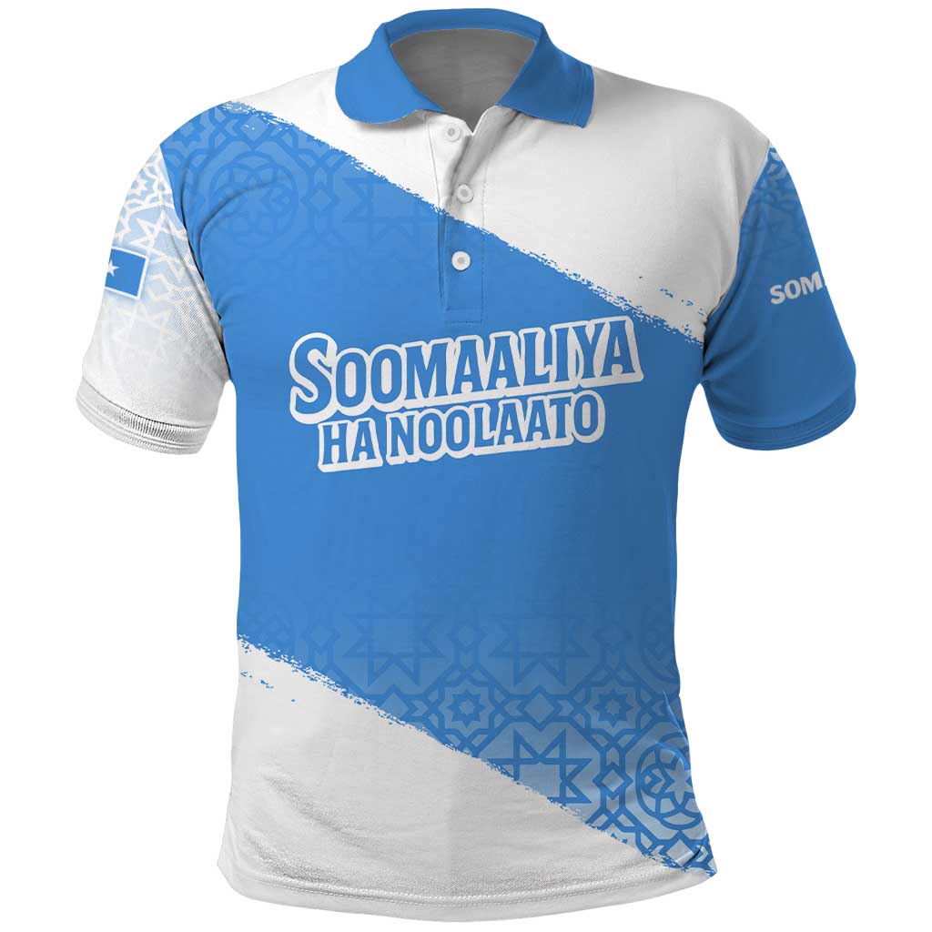 Somalia Polo Shirt with Soomaaliya Ha Noolaato Nomad Moon Flag Spirit TS04