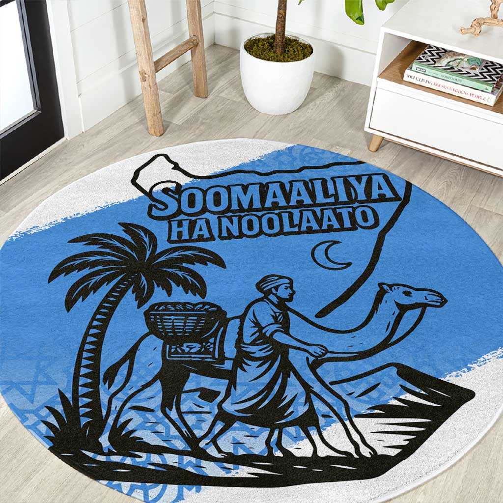 Somalia Round Carpet with Soomaaliya Ha Noolaato Nomad Moon Flag Spirit TS04