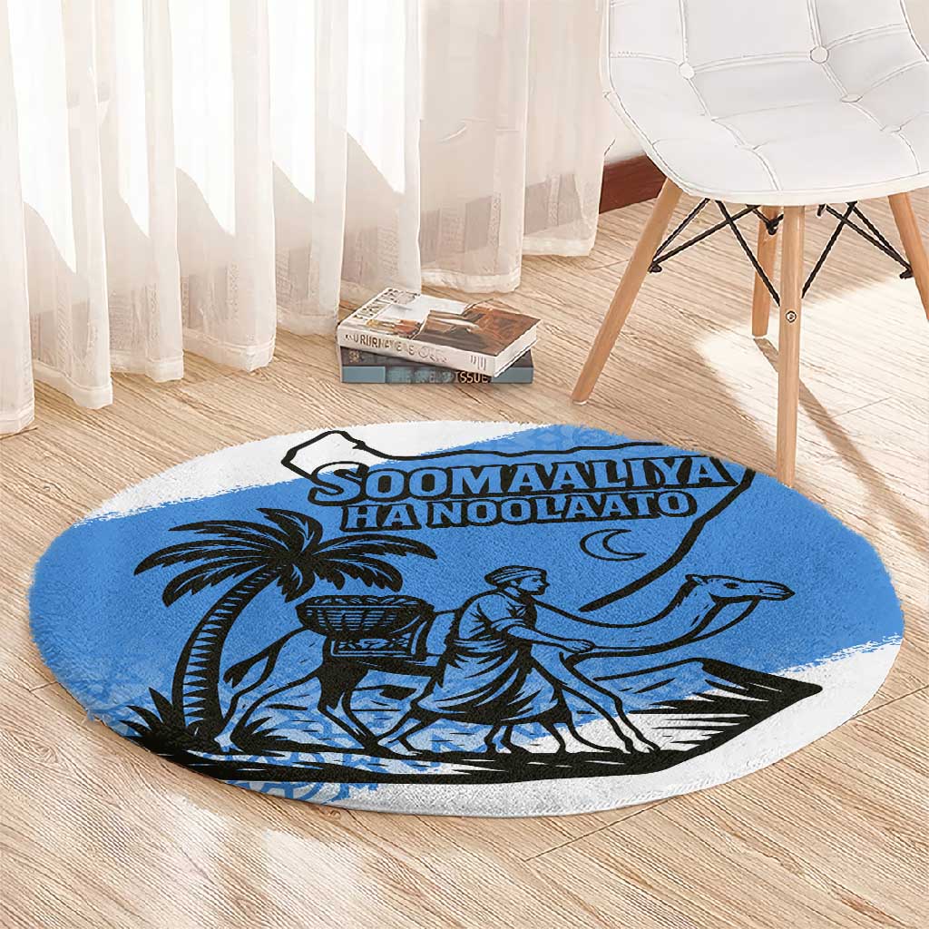 Somalia Round Carpet with Soomaaliya Ha Noolaato Nomad Moon Flag Spirit TS04