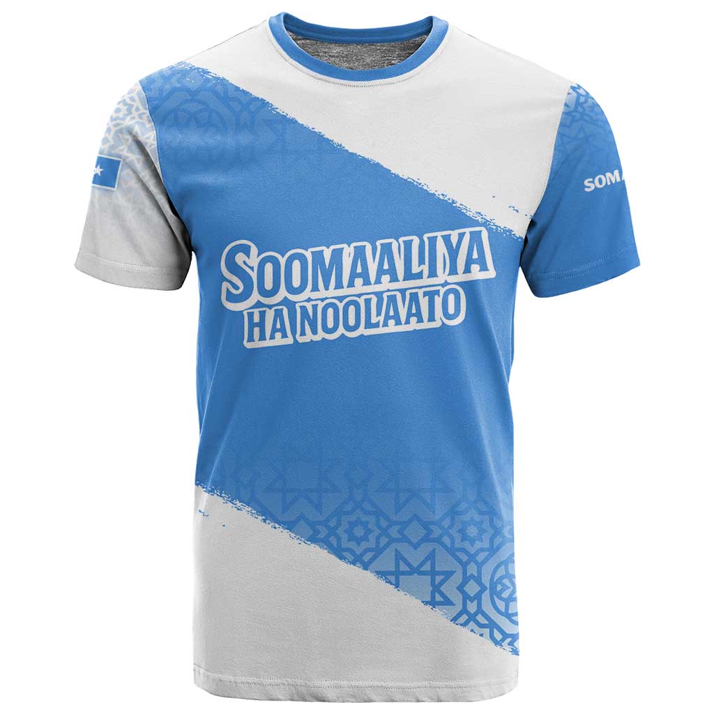 Somalia T shirt with Soomaaliya Ha Noolaato Nomad Moon Flag Spirit TS04