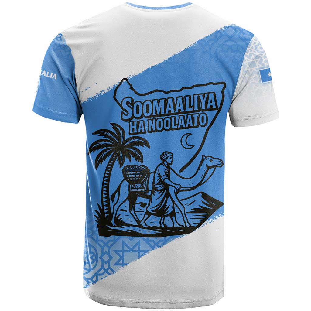 Somalia T shirt with Soomaaliya Ha Noolaato Nomad Moon Flag Spirit TS04