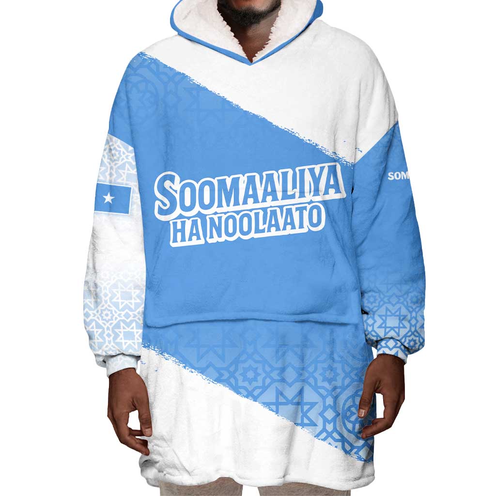 Somalia Wearable Blanket Hoodie with Soomaaliya Ha Noolaato Nomad Moon Flag Spirit TS04