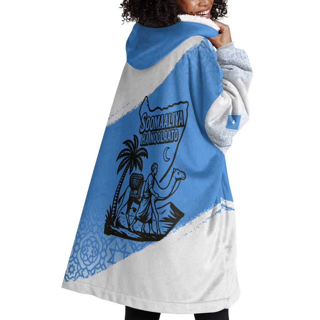 Somalia Wearable Blanket Hoodie with Soomaaliya Ha Noolaato Nomad Moon Flag Spirit TS04