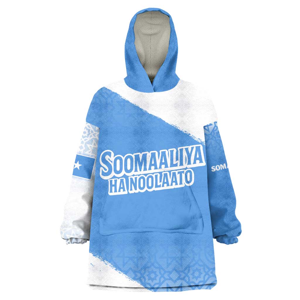 Somalia Wearable Blanket Hoodie with Soomaaliya Ha Noolaato Nomad Moon Flag Spirit TS04