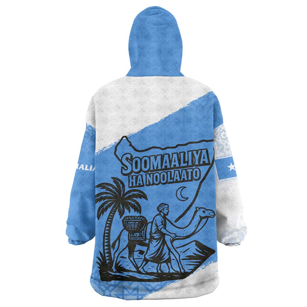Somalia Wearable Blanket Hoodie with Soomaaliya Ha Noolaato Nomad Moon Flag Spirit TS04