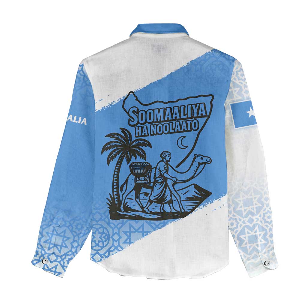 Somalia Women Casual Shirt with Soomaaliya Ha Noolaato Nomad Moon Flag Spirit TS04