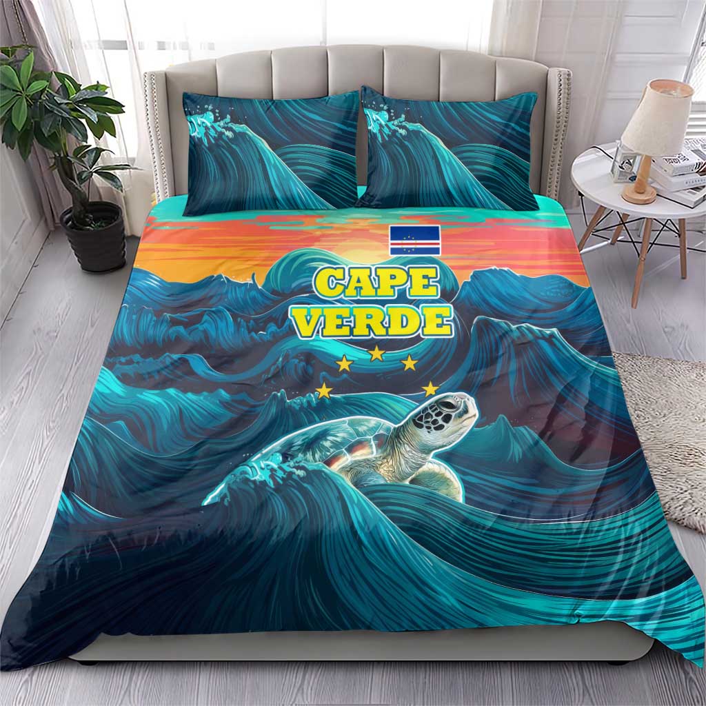 Cape Verde Bedding Set with Loggerhead Sea Turtle Ocean Sunset Spirit TS04
