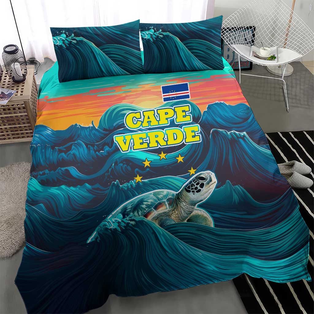 Cape Verde Bedding Set with Loggerhead Sea Turtle Ocean Sunset Spirit TS04