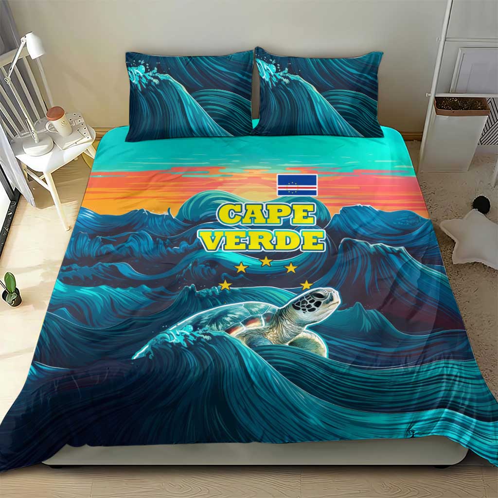 Cape Verde Bedding Set with Loggerhead Sea Turtle Ocean Sunset Spirit TS04