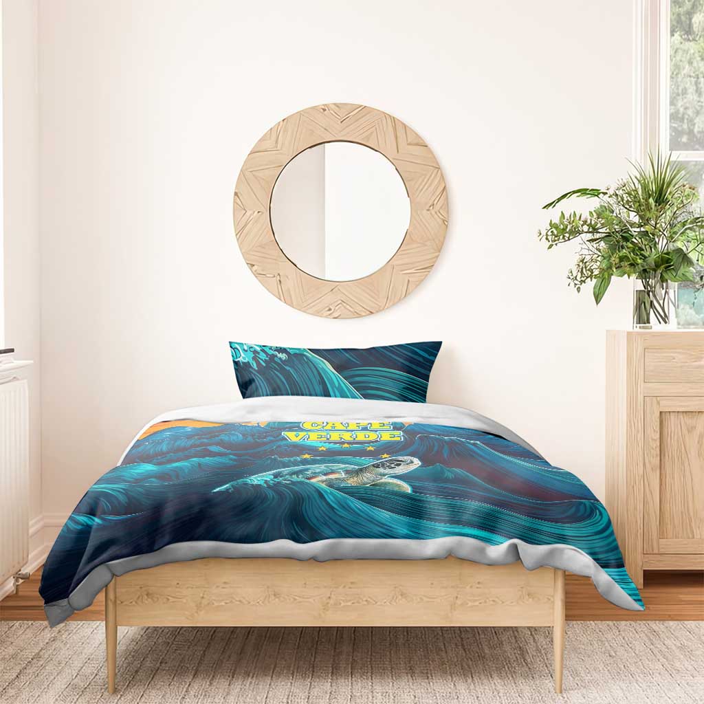 Cape Verde Bedding Set with Loggerhead Sea Turtle Ocean Sunset Spirit TS04