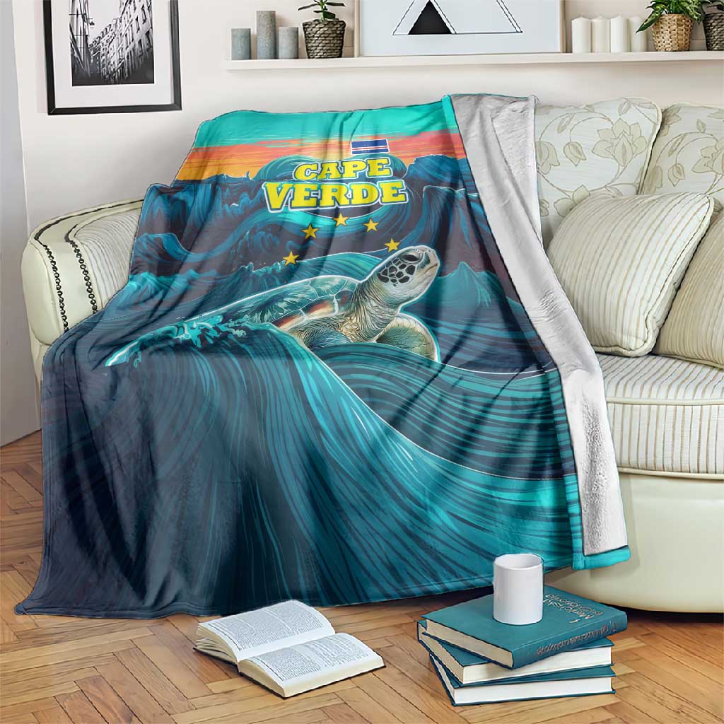 Cape Verde Blanket with Loggerhead Sea Turtle Ocean Sunset Spirit TS04