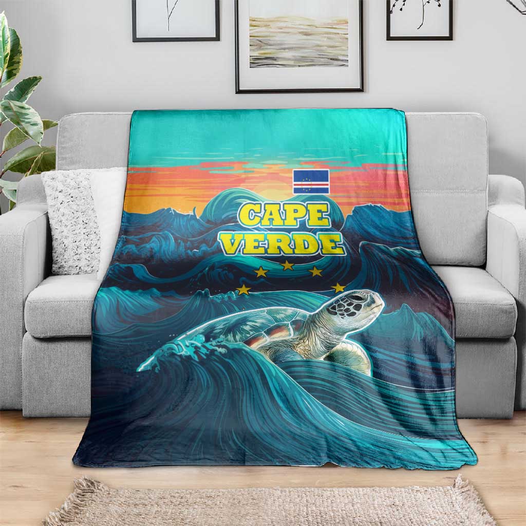 Cape Verde Blanket with Loggerhead Sea Turtle Ocean Sunset Spirit TS04