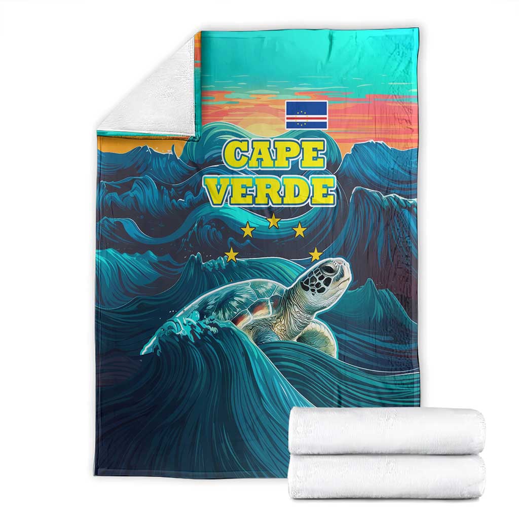 Cape Verde Blanket with Loggerhead Sea Turtle Ocean Sunset Spirit TS04