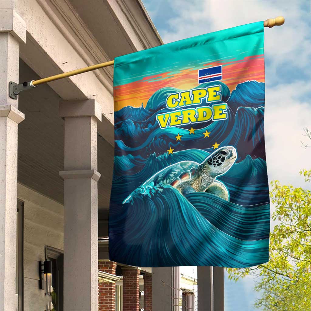 Cape Verde Garden Flag with Loggerhead Sea Turtle Ocean Sunset Spirit TS04
