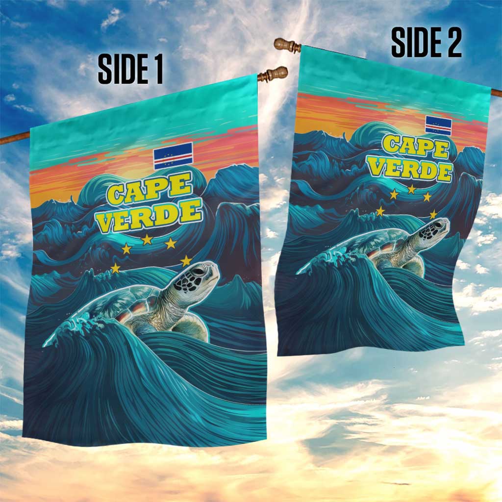 Cape Verde Garden Flag with Loggerhead Sea Turtle Ocean Sunset Spirit TS04