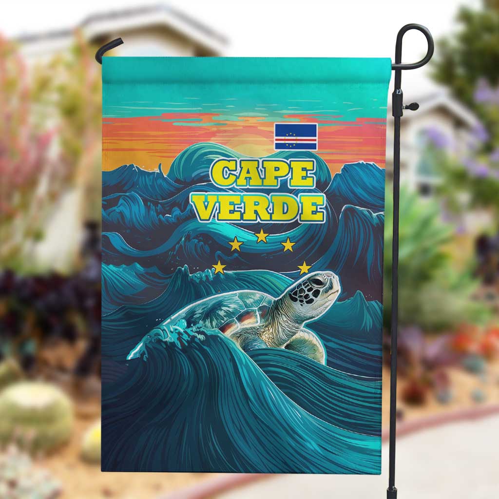 Cape Verde Garden Flag with Loggerhead Sea Turtle Ocean Sunset Spirit TS04