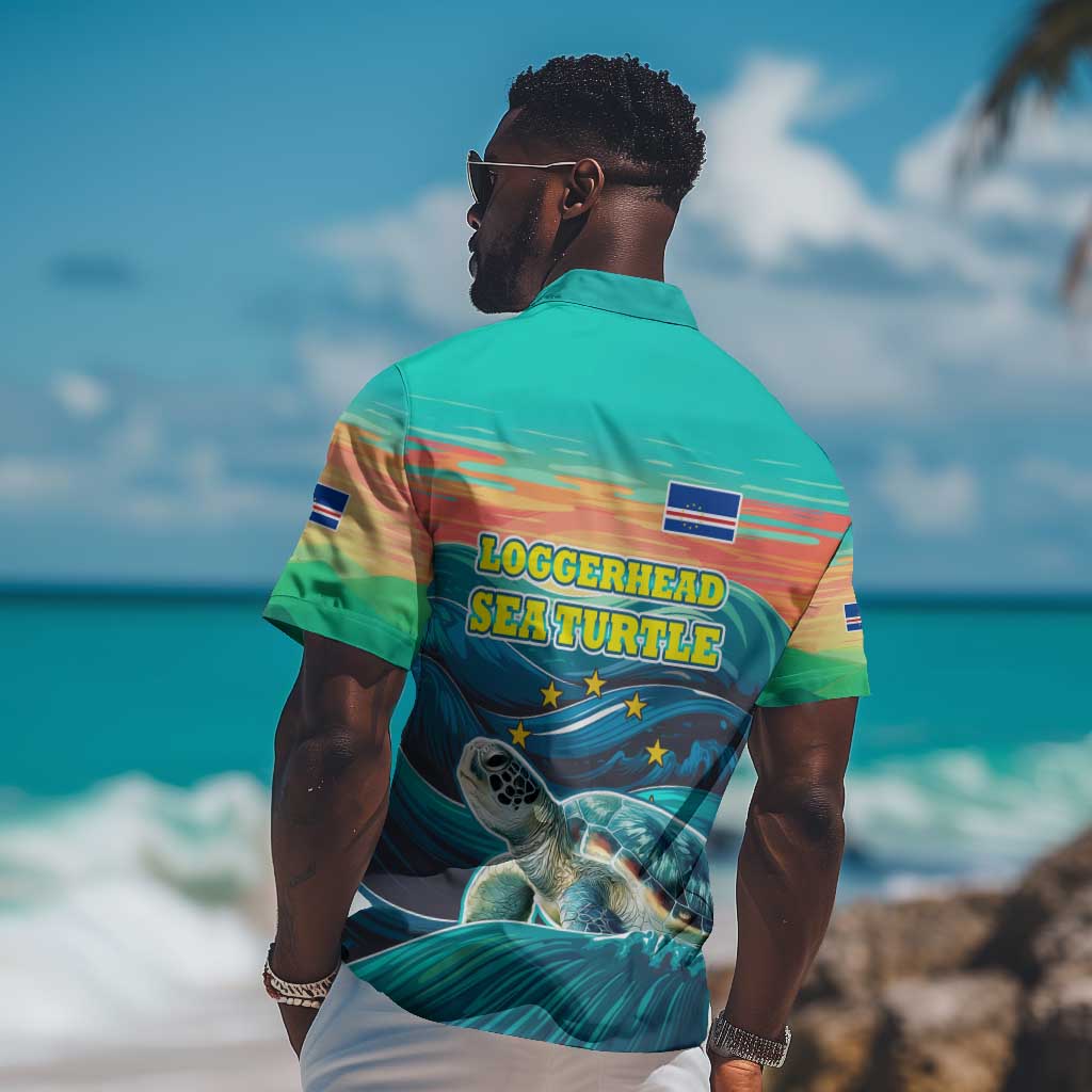 Cape Verde Hawaiian Shirt with Loggerhead Sea Turtle Ocean Sunset Spirit TS04