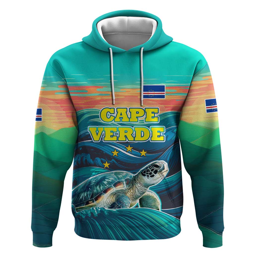 Cape Verde Hoodie with Loggerhead Sea Turtle Ocean Sunset Spirit TS04
