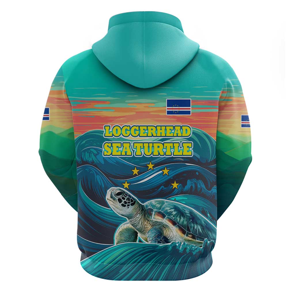 Cape Verde Hoodie with Loggerhead Sea Turtle Ocean Sunset Spirit TS04