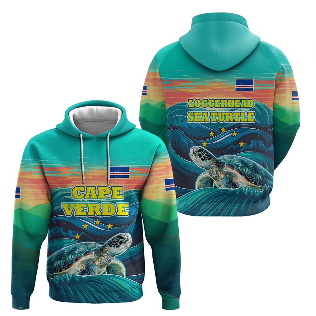 Cape Verde Hoodie with Loggerhead Sea Turtle Ocean Sunset Spirit TS04