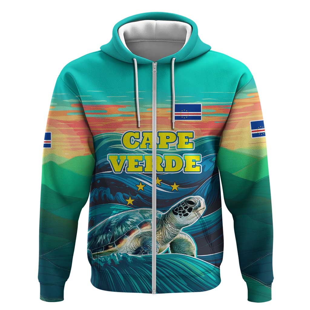 Cape Verde Hoodie with Loggerhead Sea Turtle Ocean Sunset Spirit TS04