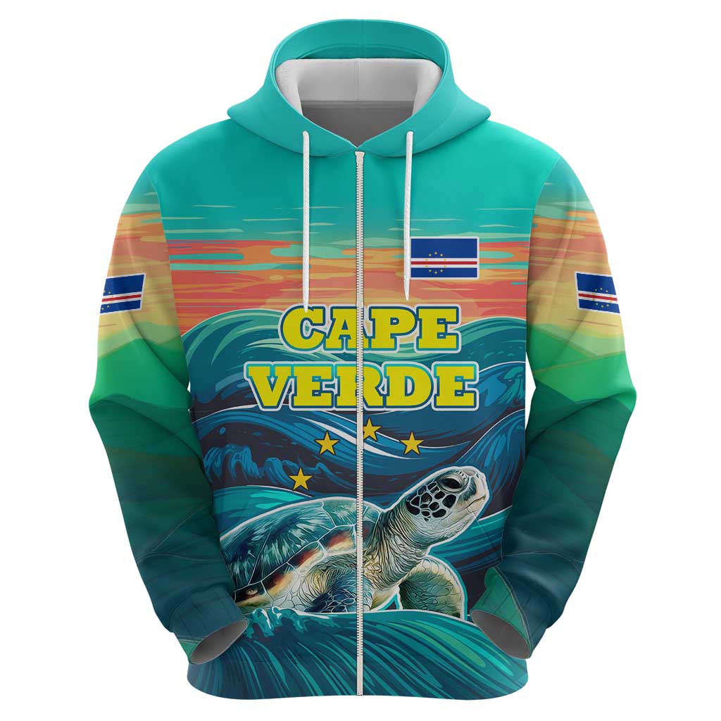 Cape Verde Hoodie with Loggerhead Sea Turtle Ocean Sunset Spirit TS04
