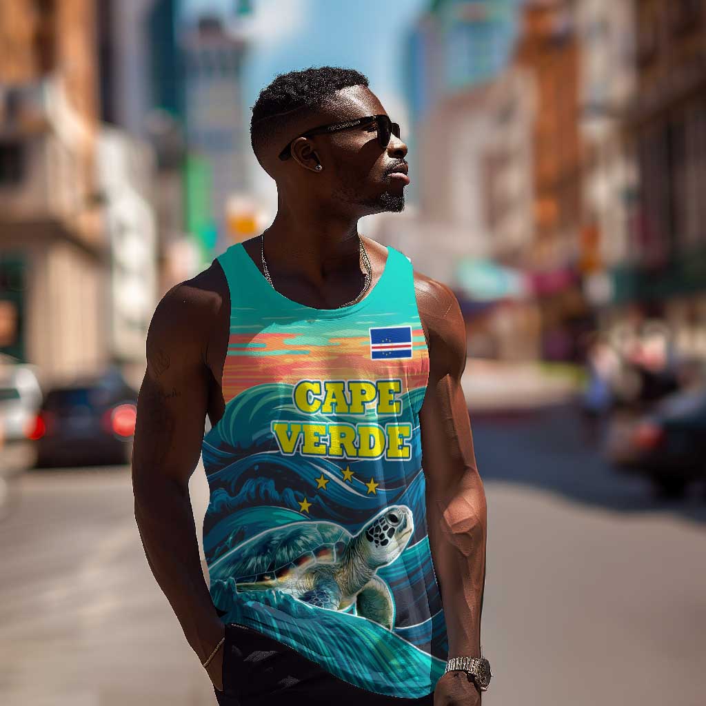 Cape Verde Men Tank Top with Loggerhead Sea Turtle Ocean Sunset Spirit TS04