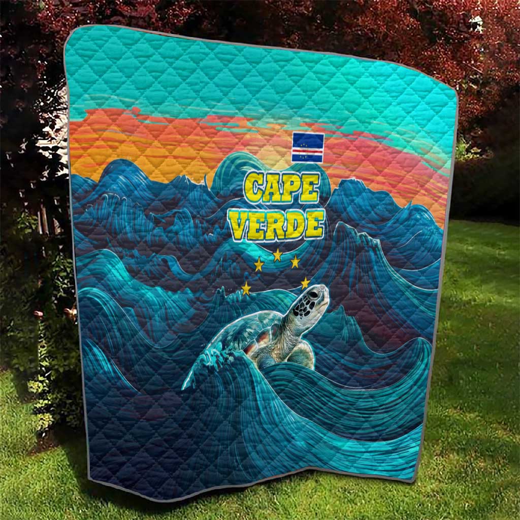 Cape Verde Quilt with Loggerhead Sea Turtle Ocean Sunset Spirit TS04