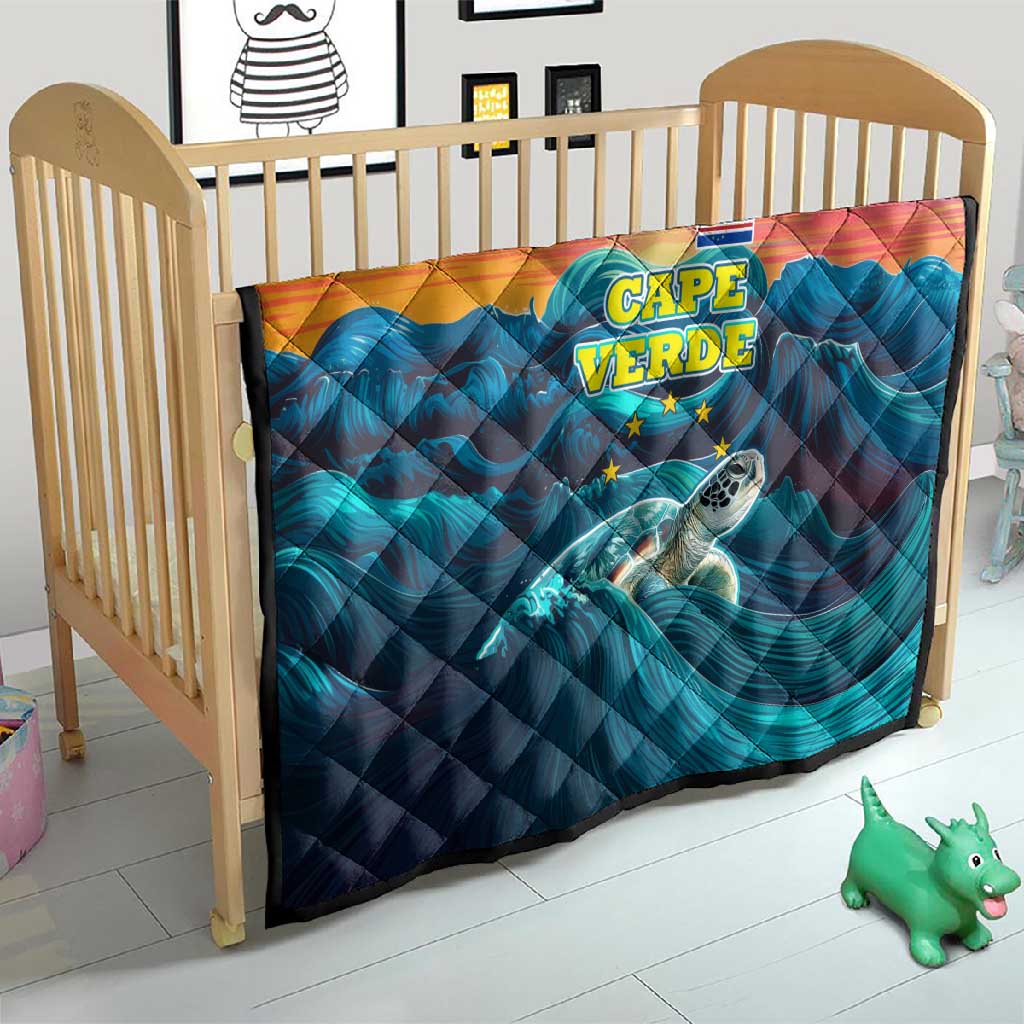 Cape Verde Quilt with Loggerhead Sea Turtle Ocean Sunset Spirit TS04