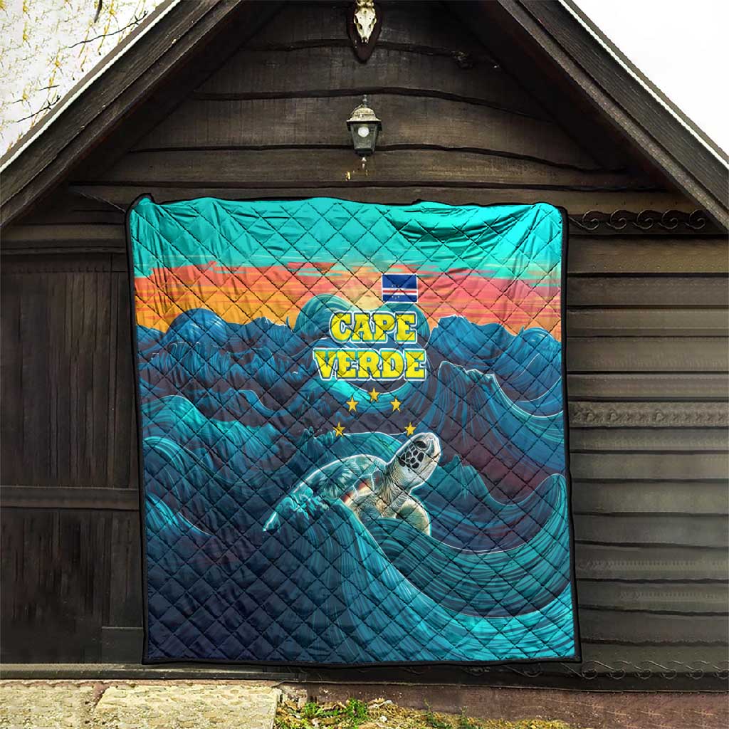 Cape Verde Quilt with Loggerhead Sea Turtle Ocean Sunset Spirit TS04