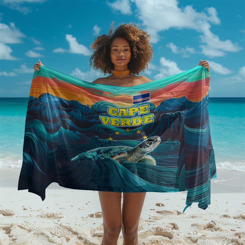 Cape Verde Sarong with Loggerhead Sea Turtle Ocean Sunset Spirit TS04
