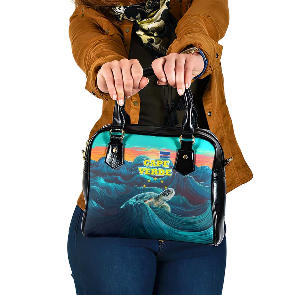 Cape Verde Shoulder Handbag with Loggerhead Sea Turtle Ocean Sunset Spirit TS04