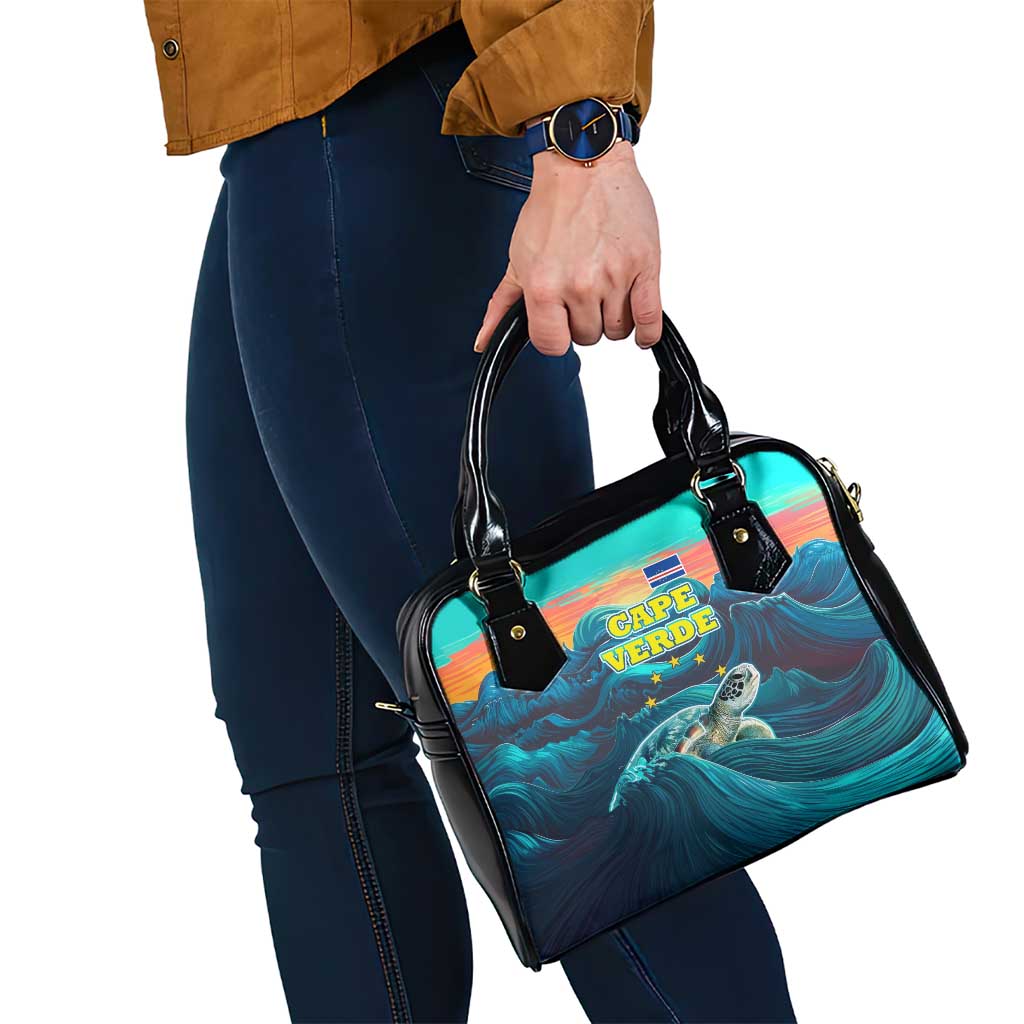 Cape Verde Shoulder Handbag with Loggerhead Sea Turtle Ocean Sunset Spirit TS04