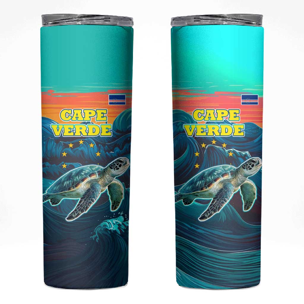 Cape Verde Skinny Tumbler with Loggerhead Sea Turtle Ocean Sunset Spirit TS04